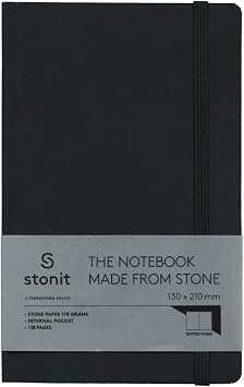 Stonit Stone Paper Journal with Bungee Closure (Black)
