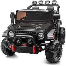 Hikiddo 2 Seater Electric Ride on Truck Car for Kids, 24V 4WD Ride on Toy for Big Kids 4-8 w/Remote Control, EVA Tires - Army Green