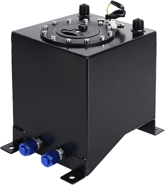 LokoCar 2.5 Gallon 10L Fuel Cell Tank with Cap and Level Sender Polished Aluminum Universal Black