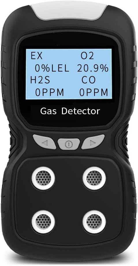 Portable Gas Detector, Gas Clip 4 Gas Monitor Meter Tester Analyzer, Rechargeable LCD Display Sound Light Shock Air Quality Tester, 2 Year Detector...