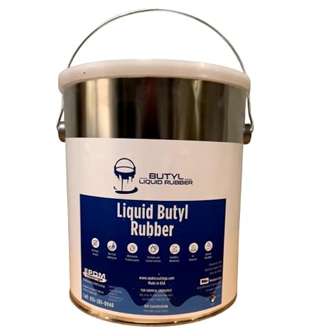 Best EPDM Liquid Butyl Rubber Roof Coating | Waterproof Roof Sealant | One Coat Application No Primer Needed | Works on EPDM TPO Metal Fiberglass Concrete | 1 Gallon - White | Covers 50 Sq. Ft.