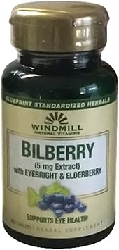 Windmill Natural Vitamins Bilberry 500 mg with Eyebright & Elderberry Tablets- 60 Count (Pack of 1)