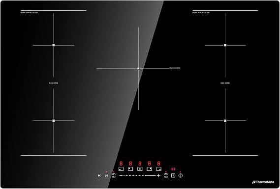 ThermoMate 30 Inch Induction Cooktop, 5 Burners Electric Stove Top with Bridge-SYNC, 9600W Built-in Induction Cooktop, 9 Heat Levels, Power Boost, Sensor Touch Control, Timer & Child Lock, 240V
