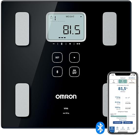 OMRON VIVA Scales for Body Weight with Accurate Results – Bathroom Scales Measuring Visceral Fat, Muscle, Metabolism, BMI and Bluetooth Sync via OMRON Connect