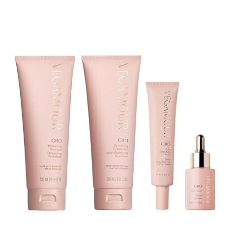 Vegamour Ready, Set GRO Kit: Scalp Detoxifying Treatment, Revitalizing Hair Care, and Hair Serum for Thinning Strands