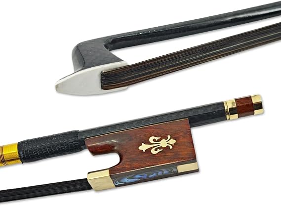 Braided Carbon Fiber Violin Bow 4/4, Leather Grip & Snakewood Frog | Balance & Response Lightweight