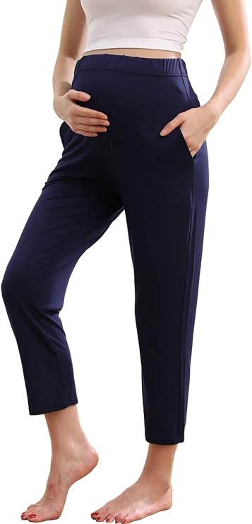 Maternity Lounge Pants Pregnancy Trousers Over The Belly Stretchy Activewear, Maternity Clothes Sweatpants with Pockets
