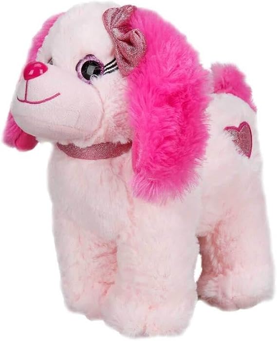 Renkli Peluş Köpek 25 cm. - Açık Pembe