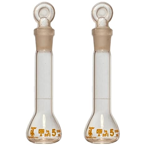 5ml Volumetric Flask, 3.3 Boro Glass, Class A, Ground Stopper, Karter Scientific 252U3 (Pack of 2)