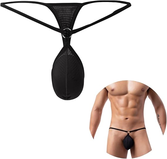 Men's Sexy G-String Thong Underpants Tanga Underwear Low Rise Ultra-Thin Breathable Briefs for Men, Pouch Tanga Transparent Llingerie Cut-Out Briefs T-Back 