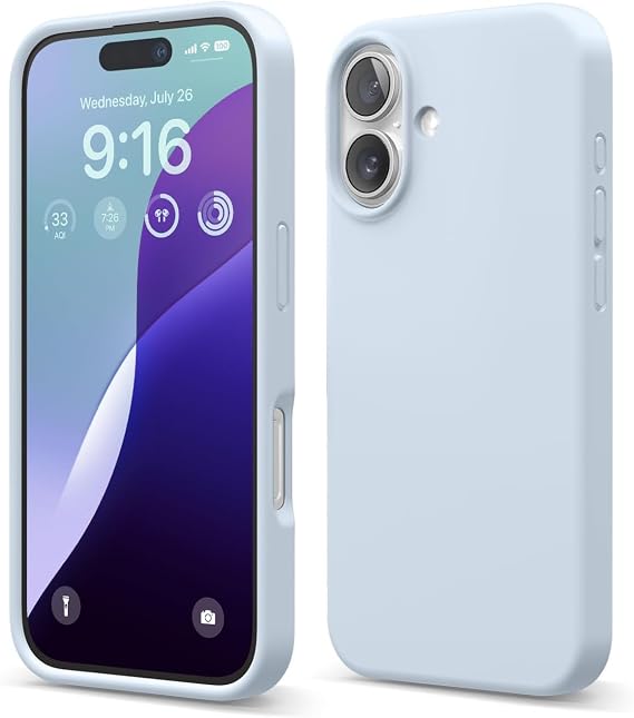 Apple iPhone 17 Uyumlu İçi Kadife Lansman Silikon Kılıf Kapak Geniş Kamera Koruması Darbe Emici Şık ve Dayanıklı Telefon Aksesuarı (Bebe Mavi)