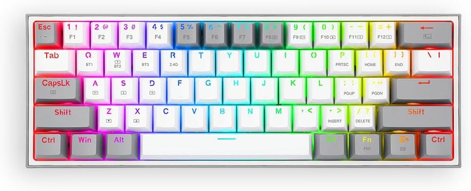 Redragon K616 Fizz PRO%60 3 mod kablolu, 2.4 GHz kablosuz, Bluetooth mekanik oyun klavyesi, doğrusal kırmızı şalter, Pro Drive/yazılım destekli