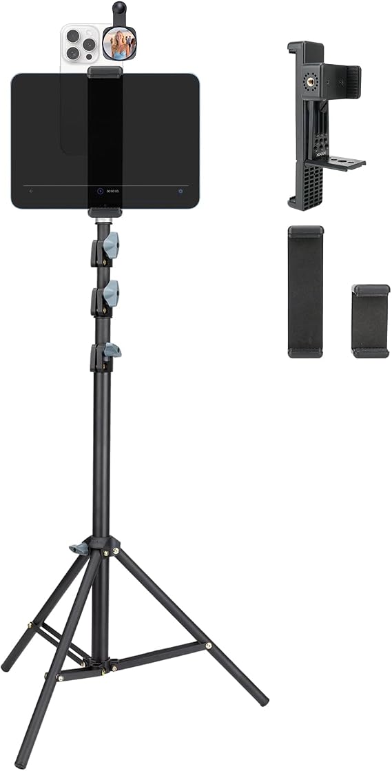 Large Screen Teleprompter Holder for Tablet & Phone with 70.8" Tripod