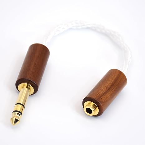 1/4 6.35mm Male to 4.4mm Female Balanced Audio Adapter 16 Cores Crystal Silver Plated Cable Wood Shell