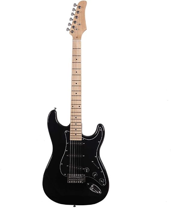 Electric Guitar,6 String Electric Guitar Beginner Kit, Solid Body Electric Guitar, ST Stylish Electric Guitar, with Bag, Strap, Amplifier, Power Wire, Tool, Plectrum (Black)