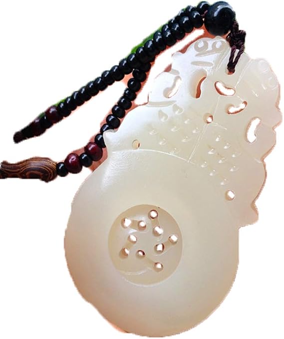 Hetian Jade Pendant Sheep Fat White Jade Pendant Pendant Hollow-Out Fortune to Turn Safe Pendant Men and Women's Jade Pendant