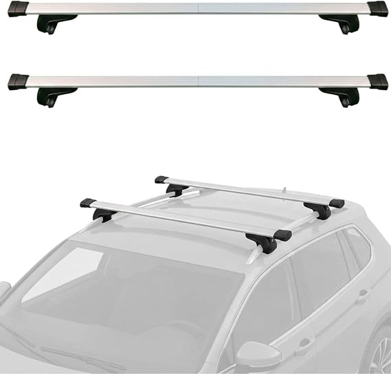 Shield Autocare Universal Aluminium Car Roof Bars 140cm (55") | Extendable, Lockable Car Cross Bars, Anti-Theft Keys, Fits Vehicles with Raised Roof Rails, 68kg Load Capacity