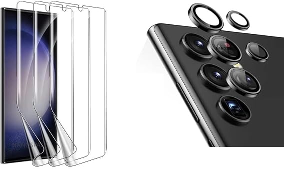 Nanospace Samsung Galaxy S23 Ultra Tam Kapatan Ekran Koruyucu Ve10D Arka Kamera Koruyucu (Siyah)