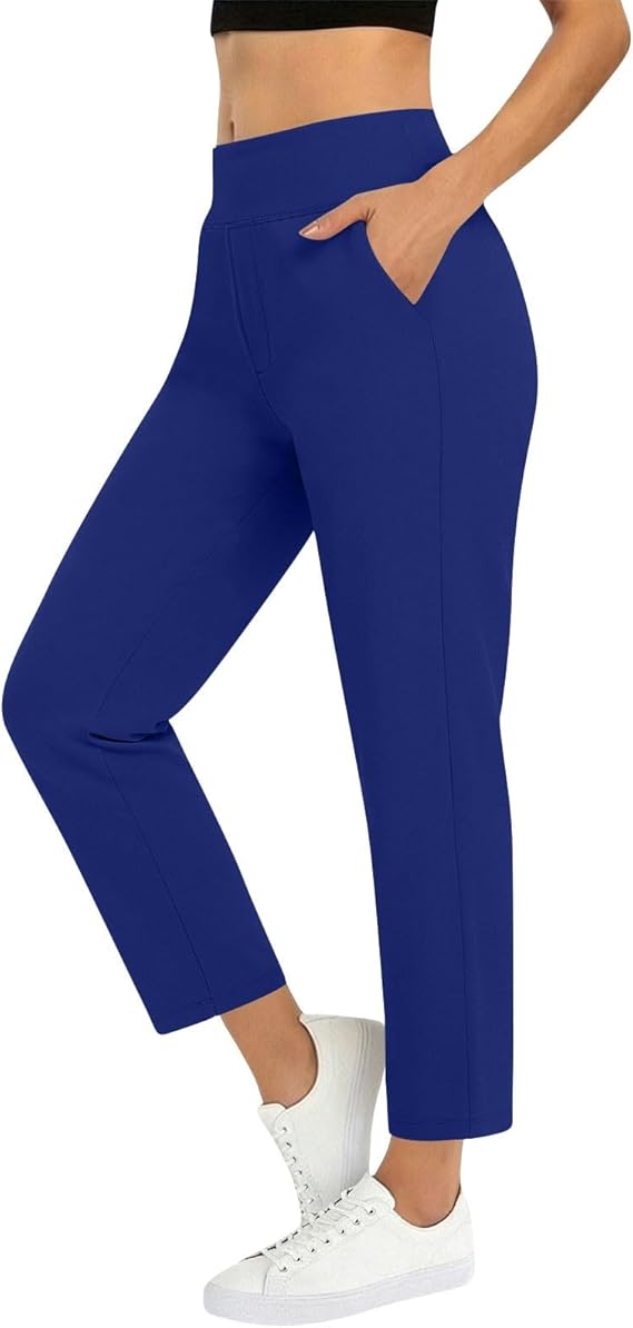 Travel Pants Women Petite Lightweight High Waisted Dress Ankle Slacks Business Casual Golf Yoga Work Cropped Trousers