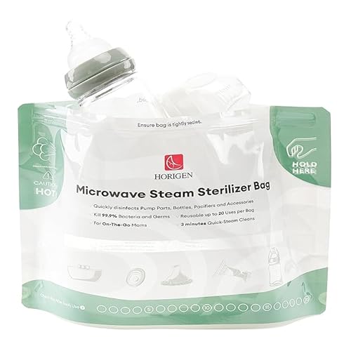16 Packs Larger Microwave Sterilizer Bags, Reusable Baby Bottle Sterilizer Bags20 Uses Per Bag, Microwave Steam Sterilizer Bags Great Cleaner for Baby Bottle and Pump Parts When Travel and Work