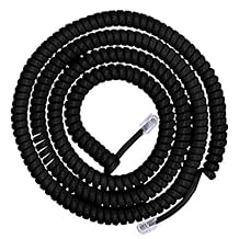 Power Gear Coiled Telephone Cord, 2 Feet Coiled, 12 Feet Uncoiled, Phone Cord works with All Corded Landline Phones, For Use in Home or Office, Black, 27639