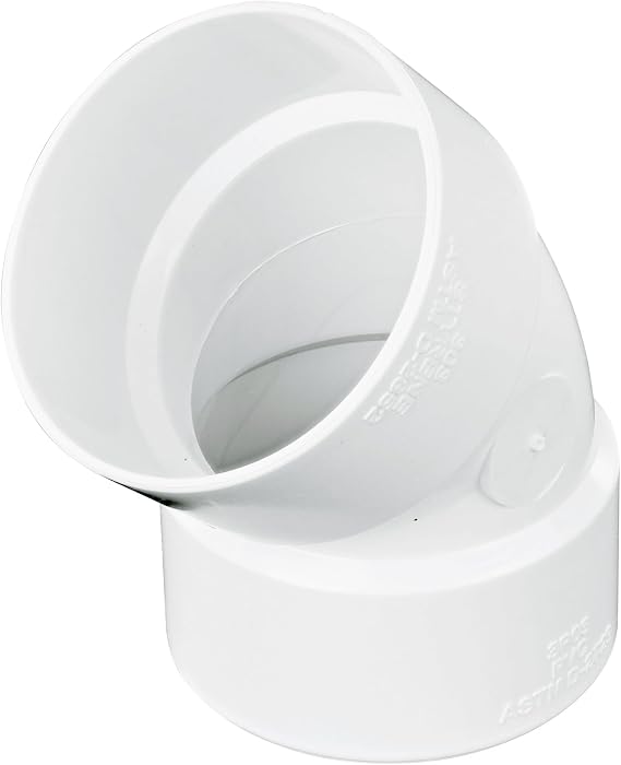 NDS 3P03 PVC 45-Degree Elbow, 3-Inch, for Hub X Hub Solvent-Weld Connections, for Use with 3-Inch Sewer and Drain Pipe, White