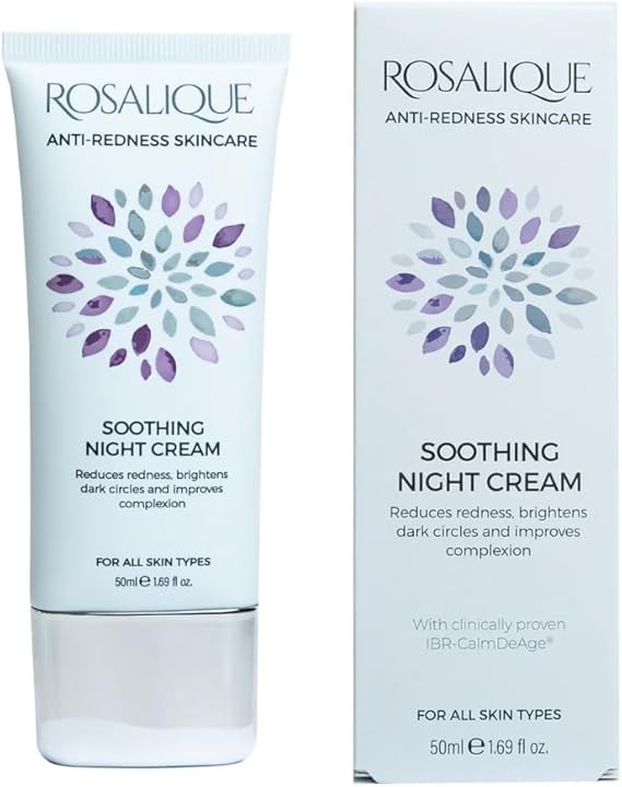 Rosalique Soothing Night Cream, 50ml: Ultimate Calm for Sensitive Skin - Clinically Proven IBR-CalmDeAge®, α-Bisabolol, Provitamin B5 & Natural Moisturisers.