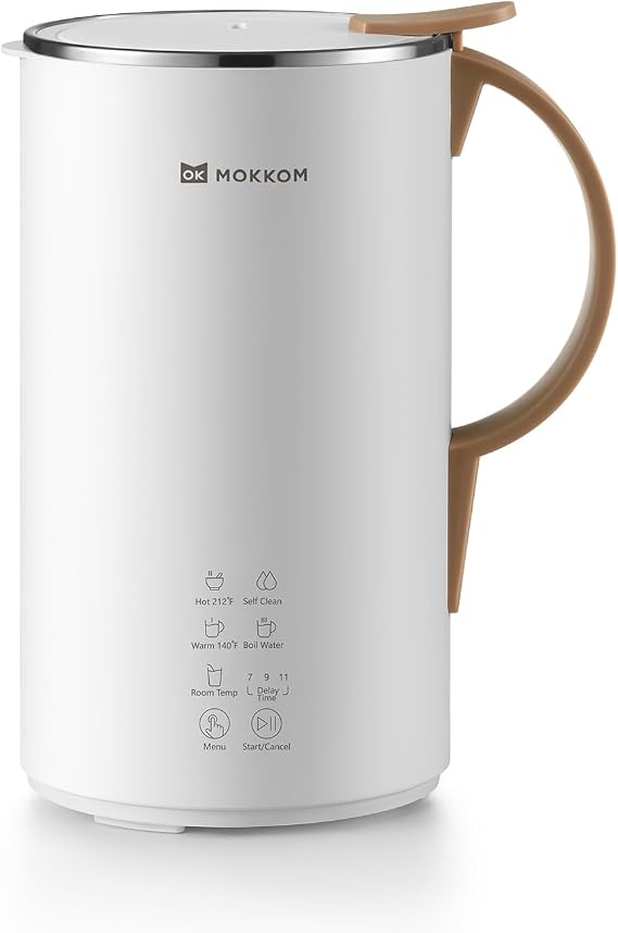 Automatic Nut Milk Maker, 20 oz Soy Milk Maker, Homemade Almond, Oat, Coconut, Soy, or Plant-Based Milk and Dairy Free Beverages, Almond Milk Maker with Delay Start/Boild Water/Self Clean - White