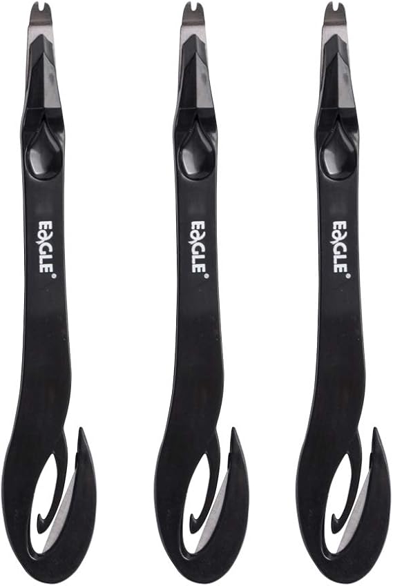 Eagle Staple Remover, Staple Puller, Push-Style, Built-in Letter Opener, 3-Pack, Black