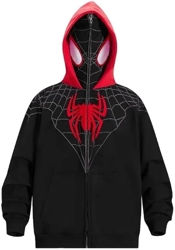 Dynict Mens Spider Hoodies Unisex Oversize Goth Jacket Y2K Punk Streetwear Zip Up Hoodie Spider caps