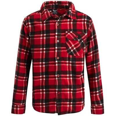 Bobcat Boys Long Sleeve Button Down Shirt - Soft Micro Polar Woven Plaid Flannel Shirt for Boys Sizes: 8-18