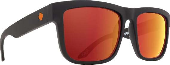 Spy Optic Discord, Square Sunglasses, Color and Contrast Enhancing Lenses, Dale Jr Matte Black - HD Plus Gray Green with Orange Spectra Mirror Lenses