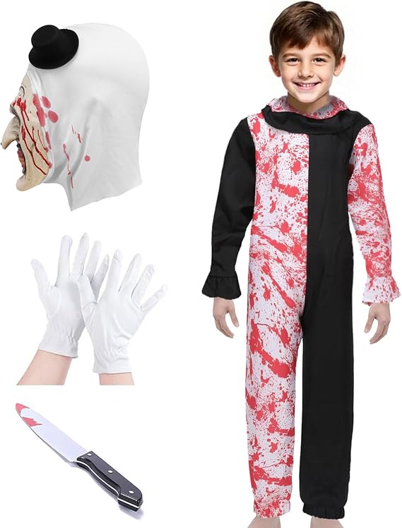 Kids Art Clown Costume Terrifying Costume Scary Killer Clown Cosplay Outfit