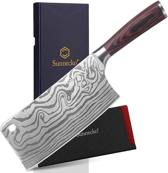 Sunnecko 7 Cleaver Knife, Multipurpose Meat & Vegetable Chef Cleaver