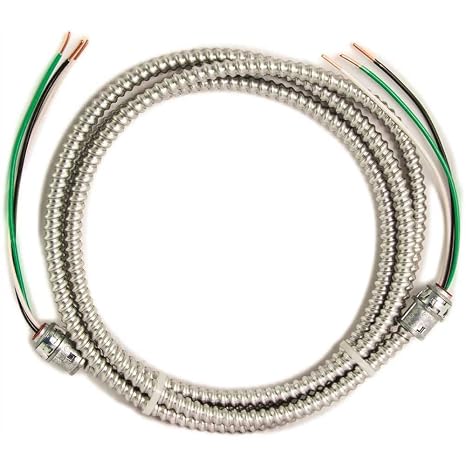 SOUTHWIRE 15 FT., 12/2 Solid CU MC Metal CLAD ARMORLITE Modular Assembly Quick Cable Whip