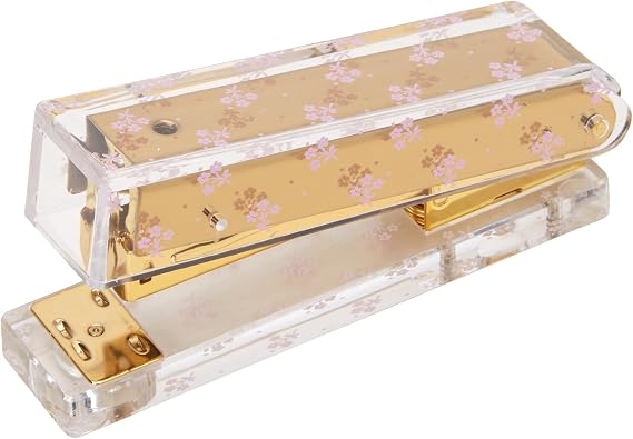Laura Ashley English Garden Mini Stapler Stylish Gold & Acrylic Desk Stapler with Floral Accents Compact 5 Aesthetic Office Stapler for Home, School & Work Gift-Ready Packaging
