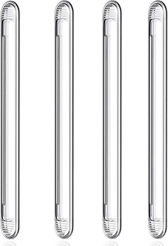 Clear Furniture Bumpers 4-Pack (4 Long) - Adhesive Backed Silicone Rubber Wall Protector Pads for Chair, Cabinet, Shower Door, Drawer, Toilet Lid, Car Door Guard