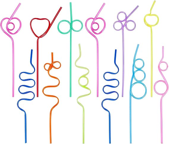 Crazy Straw, 24PCS Reusable Colorful Straws, Crazy Drinking Straw for Valentines Day Christmas Birthday Wedding Party