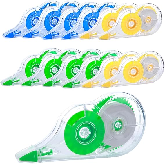 White Correction Tape, 12 Pack, 39.37 Feet - Classic Design | Correction Tape for School Office, Writing Supplies and Correction Supplies