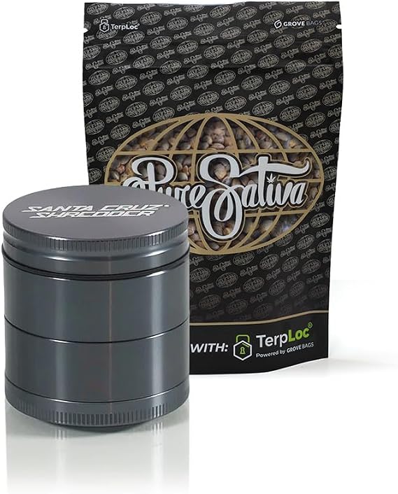 Santa Cruz Shredder 4 Piece Medium Metal Grinder in Grey + 28g Grove Bag