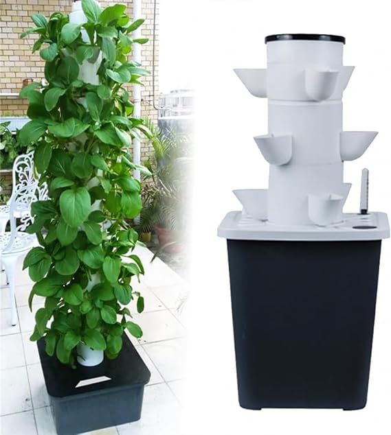 Hydroponics Growing System Vertical Tower | Automated Aeroponics Indoor Tower Garden with LED Grow Lights - Aquaponics Growing Kits Herb Garden by Nutrabinns -15holes
