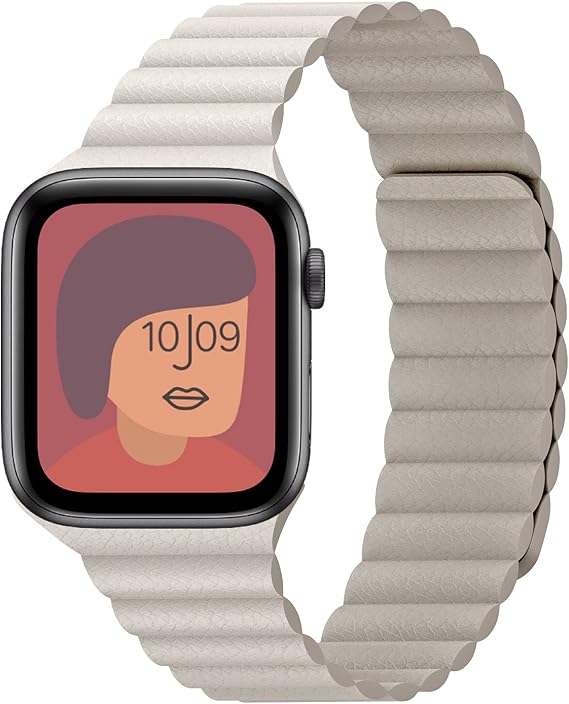 Compatible with Apple Watch Band 49mm 46mm 45mm 44mm 42mm 41mm 40mm 38mm - Adjustable Leather Strap with Magnetic Closure System for iWatch Series 10 Ultra 2 Ultra/9/8/7/SE/6/5/4/3/2/1 - Tan