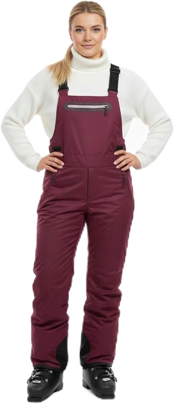 Arctic Quest Women's Ski Snow Bibs Pants Insulated Water Resistant Overalls Snowboarding Winter Waterproof Pants