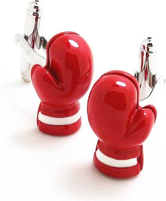BadmenHome Red Boxing Gloves Shape Cufflinks for Mens Shirt Novelty Enamel Cuff links