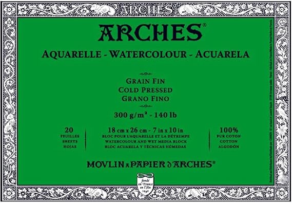 Arches Watercolor Paper Block, Cold Press, 7" x 10", 140 pound