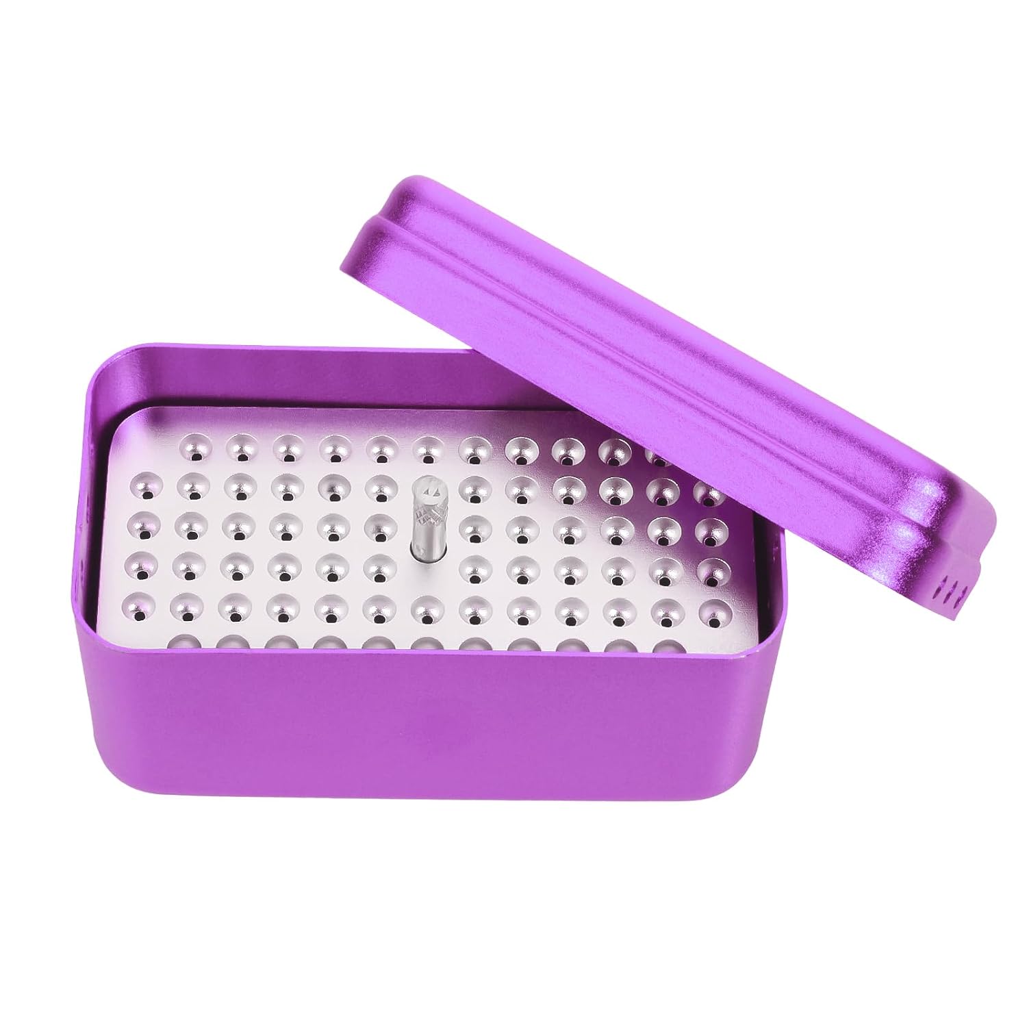 EustomA 72 Holes Burs Holder Blocks Autoclavable Bur Case 4 color Purple
