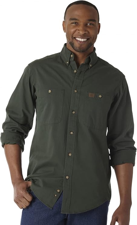 Wrangler Men's Logger Twill Long Sleeve Work Shirt Shirt (Pack of 1)