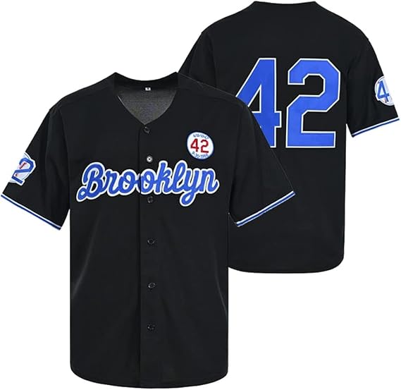 Madjus Men's Black Legend 42 Button Down Jersey 90s Hip Hop Baseball Jersey Stitched