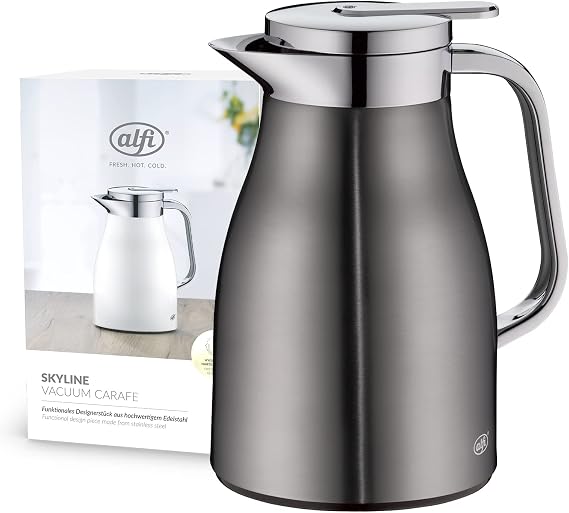 ALFI Thermos Flask, Stainless steel body Plastic handle Glass insert, Cool Grey, 0,65 Liter