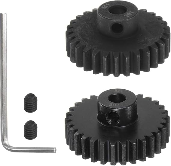 sourcing map Mod 1 M1 Pinion Motor Gear Set 2pcs 29T 30T Fit 5mm RC Motor Shaft M1 Pitch Gears for RC Car, with Hex Key